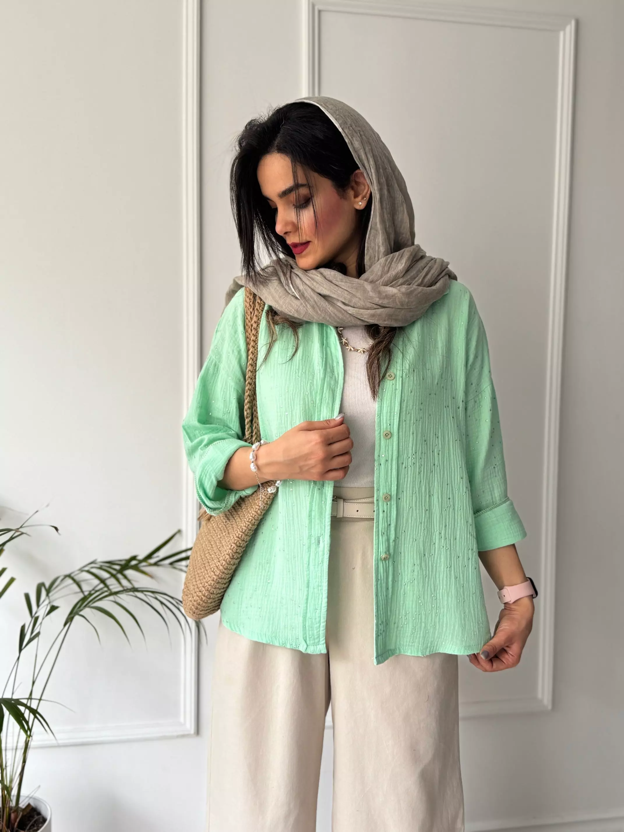 مانتو شومیزی پاستیلی میلانی